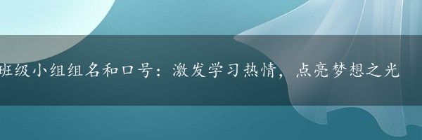 班级小组组名和口号：激发学习热情，点亮梦想之光