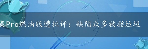 秦Pro燃油版遭批评：缺陷众多被指垃圾