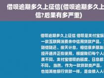 花呗逾期多久上征信？了解这些，避免信用受损