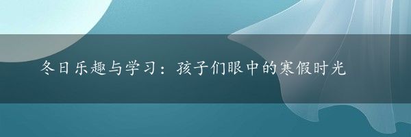 冬日乐趣与学习：孩子们眼中的寒假时光