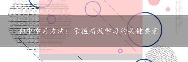 初中学习方法：掌握高效学习的关键要素