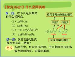 同类项定义解析：字母与指数的关键